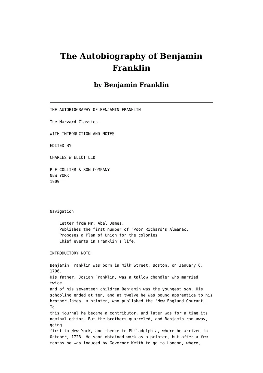 The Autobiography of Benjamin Franklin preview 5